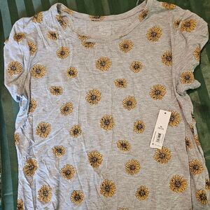 No Boundaries Cream Cap Sleeve T-Shirt Sunflower Print